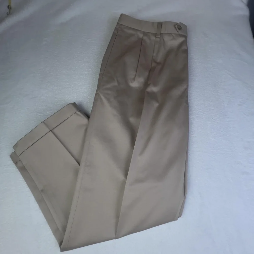 Jos. A. Bank Pants Mens 40x30 Beige Traveler Khakis Pleated Cuffed Twill Chino